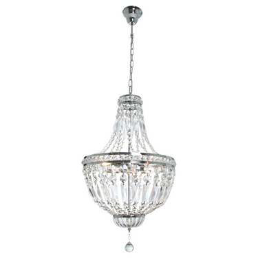 Polished Chrome Chandelier with Crystals